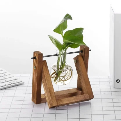 Wooden Aesthetic Tabletop Flower Pot - Image 4