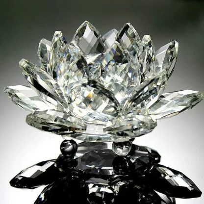 Luxury Crystal-inspired Lotus Flower Figurine - Image 4